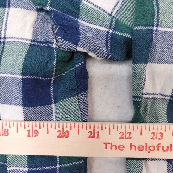 John Ashford Gingham Flannel Casual Button Up Shirt Mens Size L Blue Green White - Picture 8 of 10